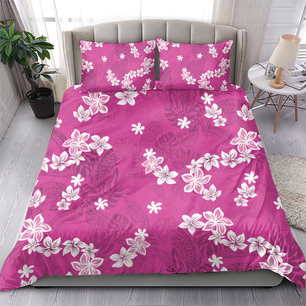 Hawaii Monstera Deliciosa Bedding Set Pink Plumeria Polynesian Pattern LT05 - Polynesian Pride