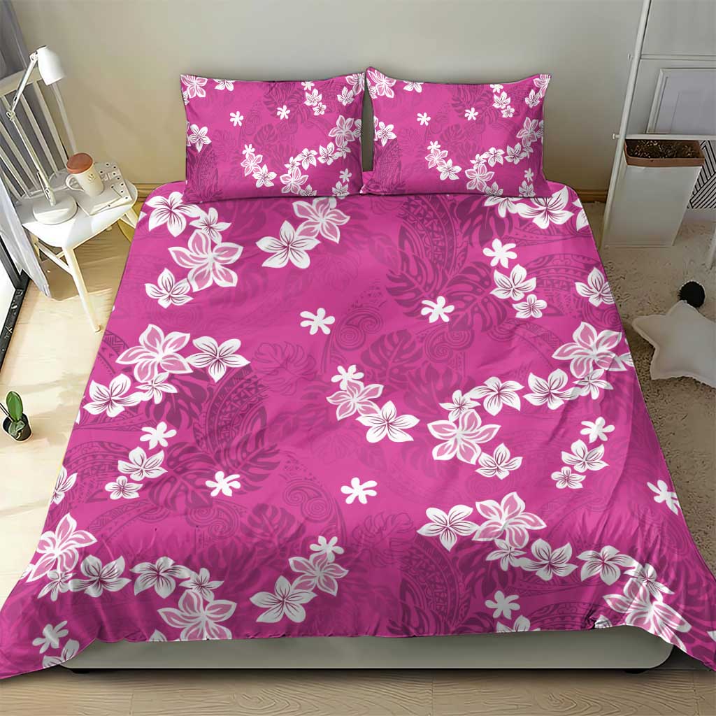 Hawaii Monstera Deliciosa Bedding Set Pink Plumeria Polynesian Pattern LT05 - Polynesian Pride