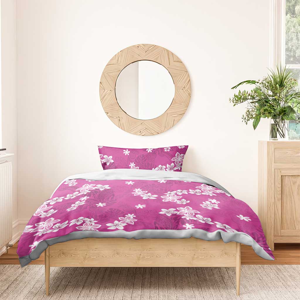 Hawaii Monstera Deliciosa Bedding Set Pink Plumeria Polynesian Pattern LT05 - Polynesian Pride
