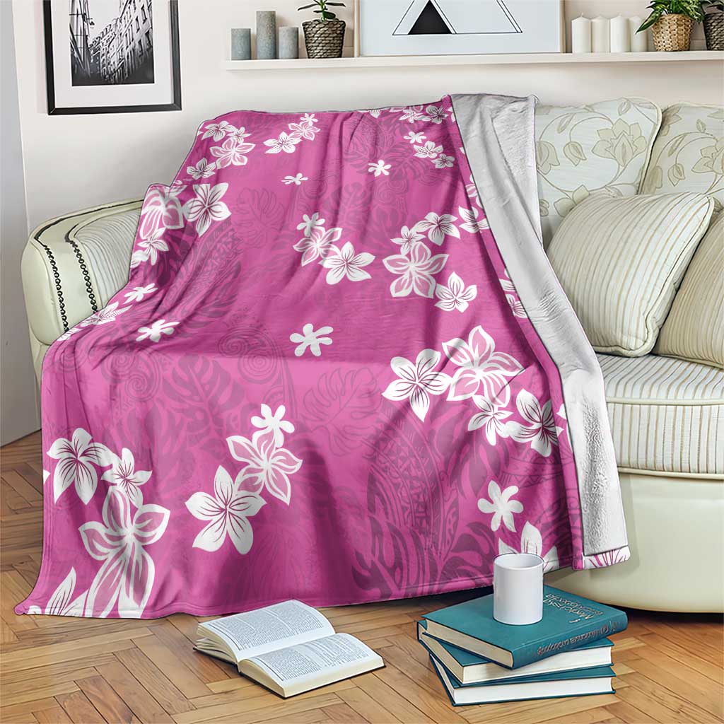 Hawaii Monstera Deliciosa Blanket Pink Plumeria Polynesian Pattern LT05 Pink - Polynesian Pride