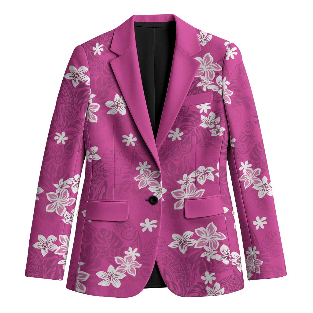 Hawaii Monstera Deliciosa Blazer Pink Plumeria Polynesian Pattern LT05 Unisex Pink - Polynesian Pride