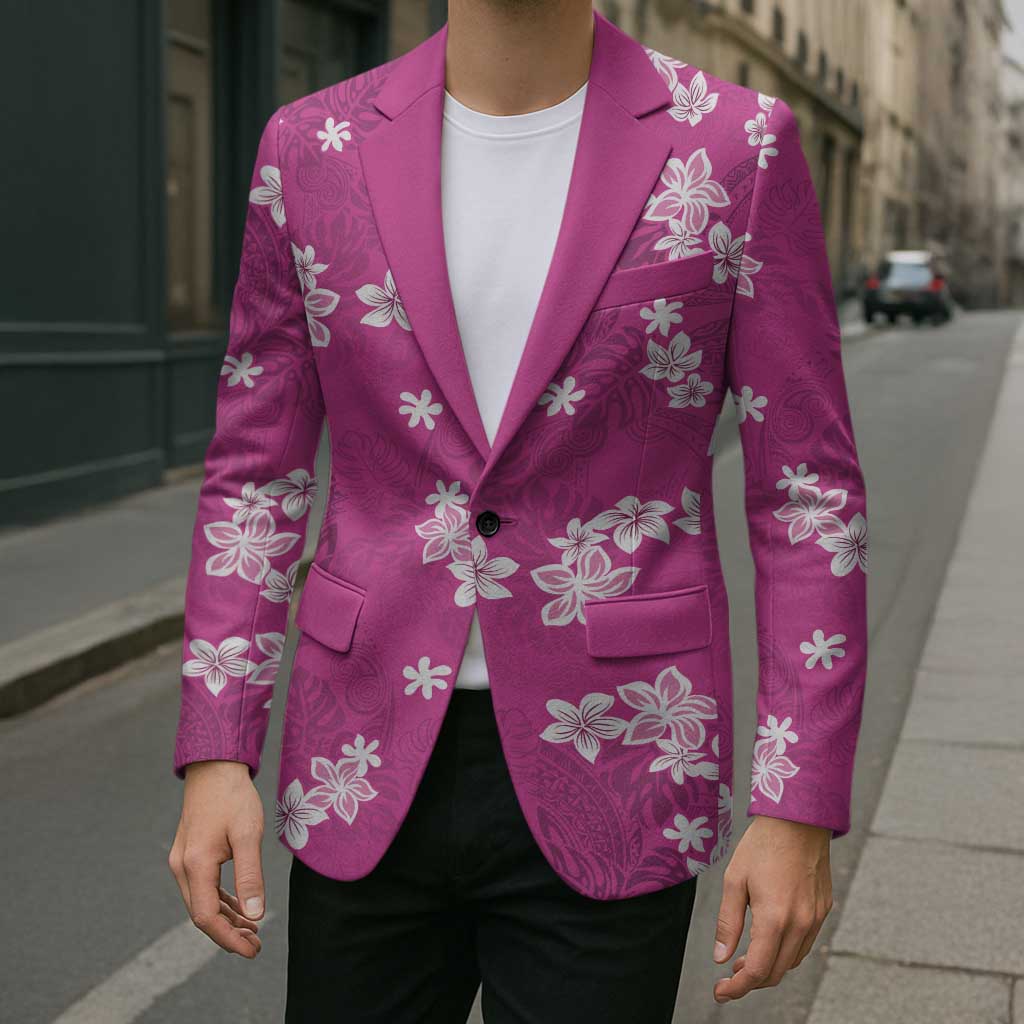 Hawaii Monstera Deliciosa Blazer Pink Plumeria Polynesian Pattern LT05 - Polynesian Pride