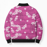 Hawaii Monstera Deliciosa Bomber Puffer Jacket Pink Plumeria Polynesian Pattern LT05 - Polynesian Pride