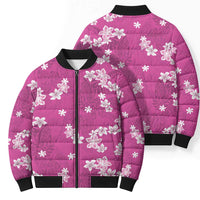 Hawaii Monstera Deliciosa Bomber Puffer Jacket Pink Plumeria Polynesian Pattern LT05 - Polynesian Pride