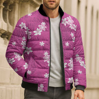 Hawaii Monstera Deliciosa Bomber Puffer Jacket Pink Plumeria Polynesian Pattern LT05 - Polynesian Pride