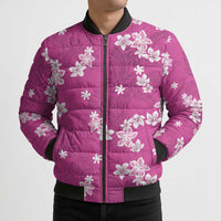 Hawaii Monstera Deliciosa Bomber Puffer Jacket Pink Plumeria Polynesian Pattern LT05 - Polynesian Pride