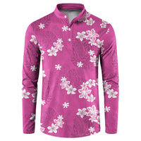 Hawaii Monstera Deliciosa Button Sweatshirt Pink Plumeria Polynesian Pattern LT05 Pink - Polynesian Pride