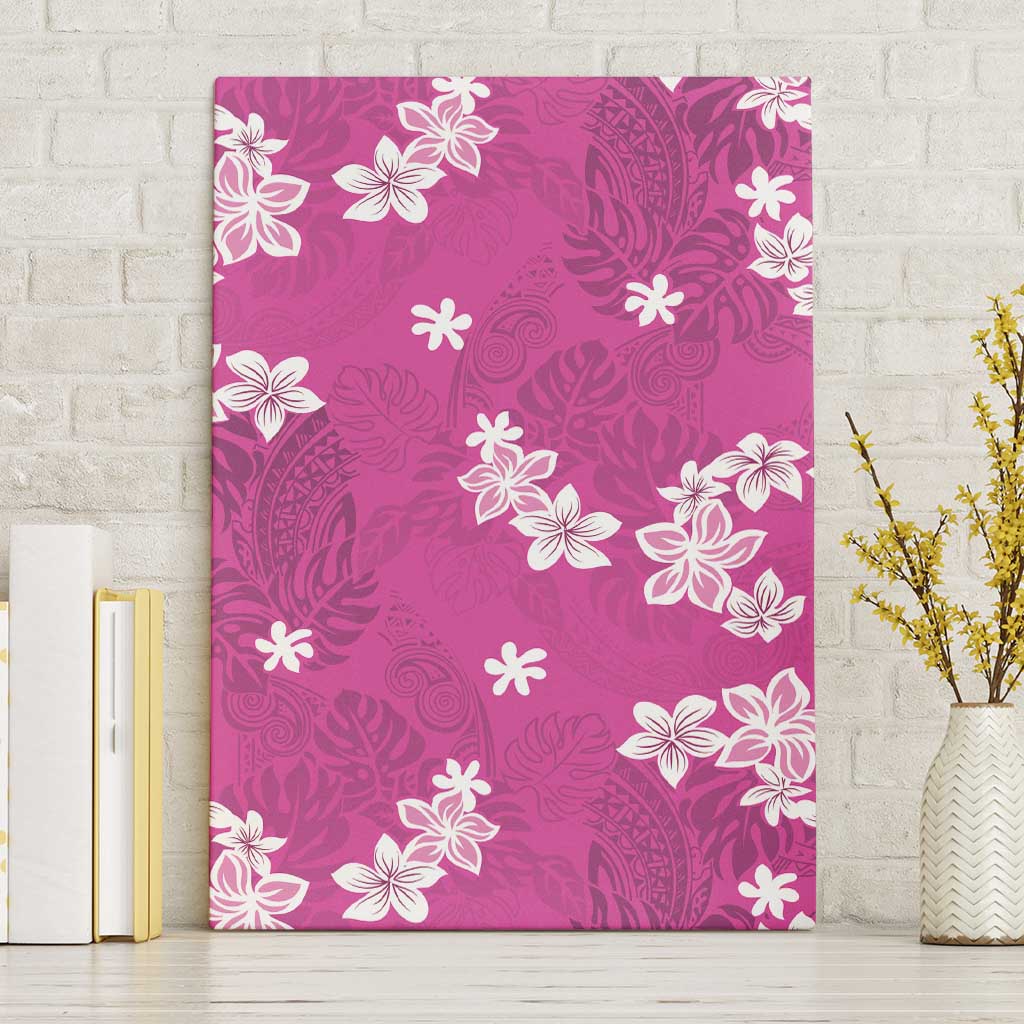Hawaii Monstera Deliciosa Canvas Wall Art Pink Plumeria Polynesian Pattern LT05 Without Frame Pink - Polynesian Pride