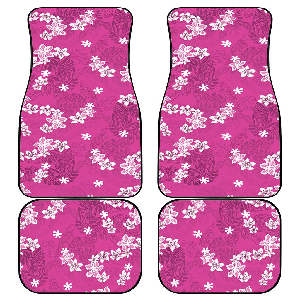 Hawaii Monstera Deliciosa Car Mats Pink Plumeria Polynesian Pattern LT05 - Polynesian Pride