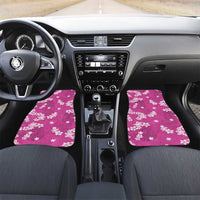 Hawaii Monstera Deliciosa Car Mats Pink Plumeria Polynesian Pattern LT05 Set 2pcs - Front Pink - Polynesian Pride
