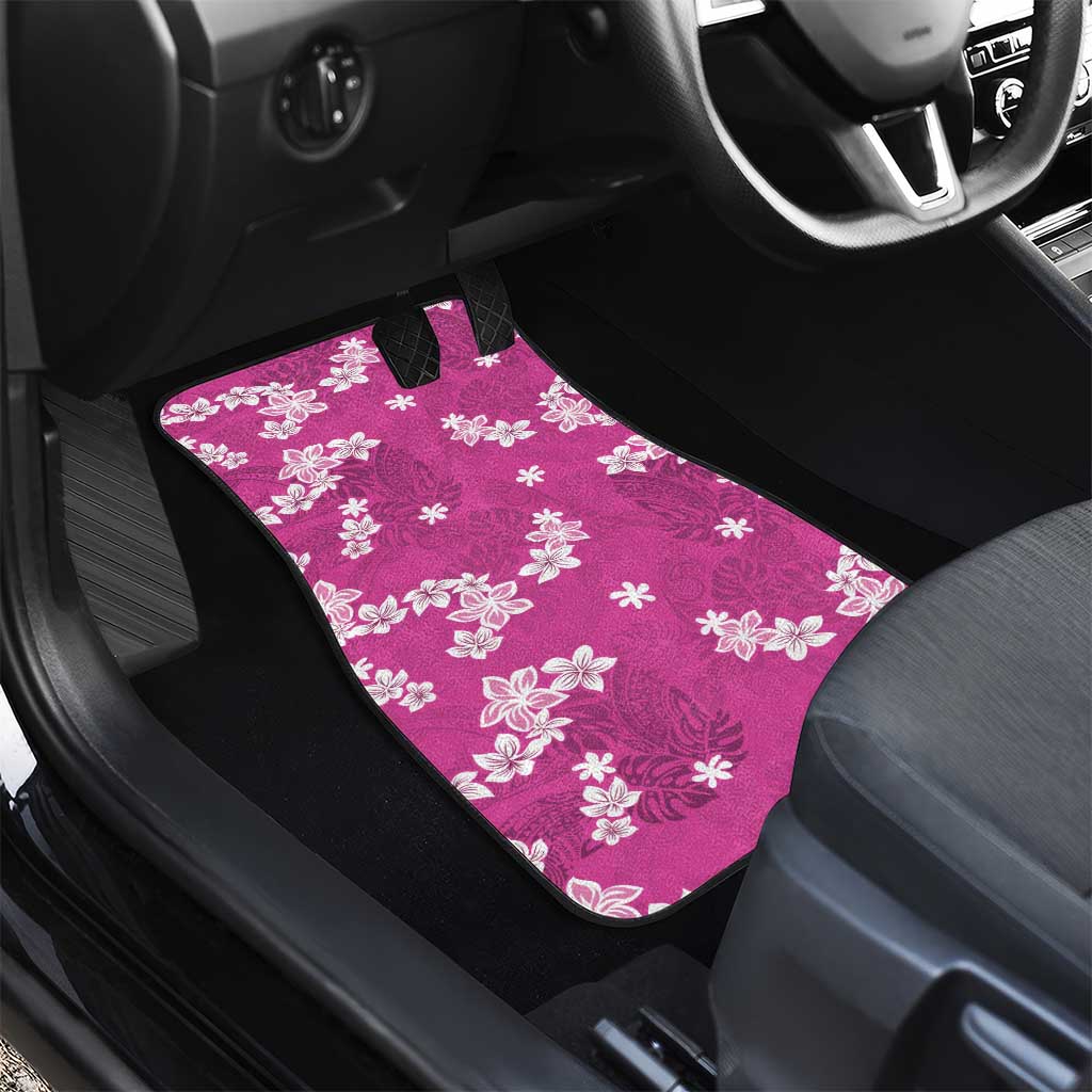 Hawaii Monstera Deliciosa Car Mats Pink Plumeria Polynesian Pattern LT05 - Polynesian Pride