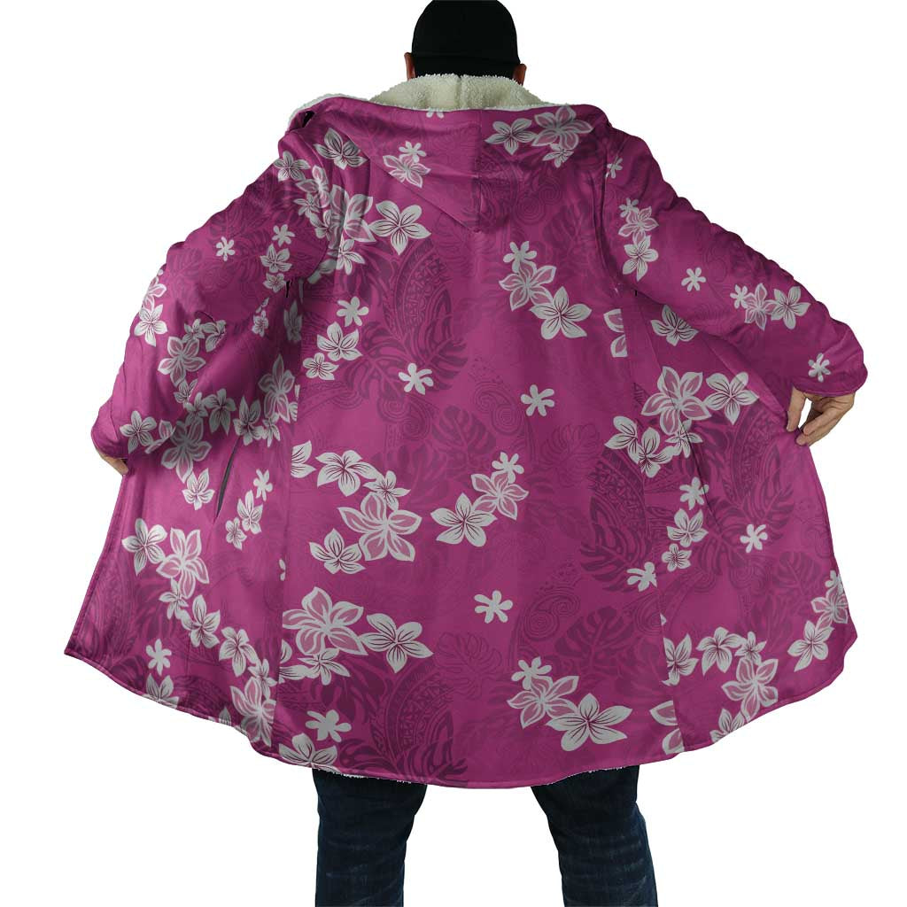 Hawaii Monstera Deliciosa Cloak Pink Plumeria Polynesian Pattern LT05 - Polynesian Pride