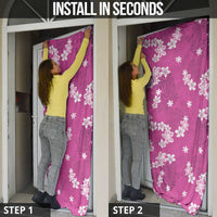 Hawaii Monstera Deliciosa Door Cover Pink Plumeria Polynesian Pattern LT05 - Polynesian Pride