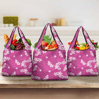Hawaii Monstera Deliciosa Grocery Bag Pink Plumeria Polynesian Pattern LT05 3-pack One Size Pink - Polynesian Pride