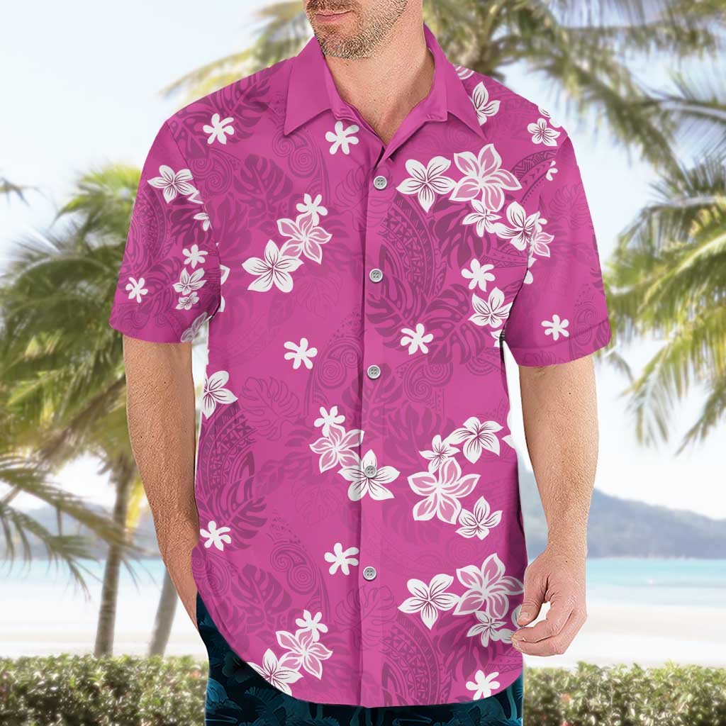 Hawaii Monstera Deliciosa Hawaiian Shirt Pink Plumeria Polynesian Pattern LT05 - Polynesian Pride