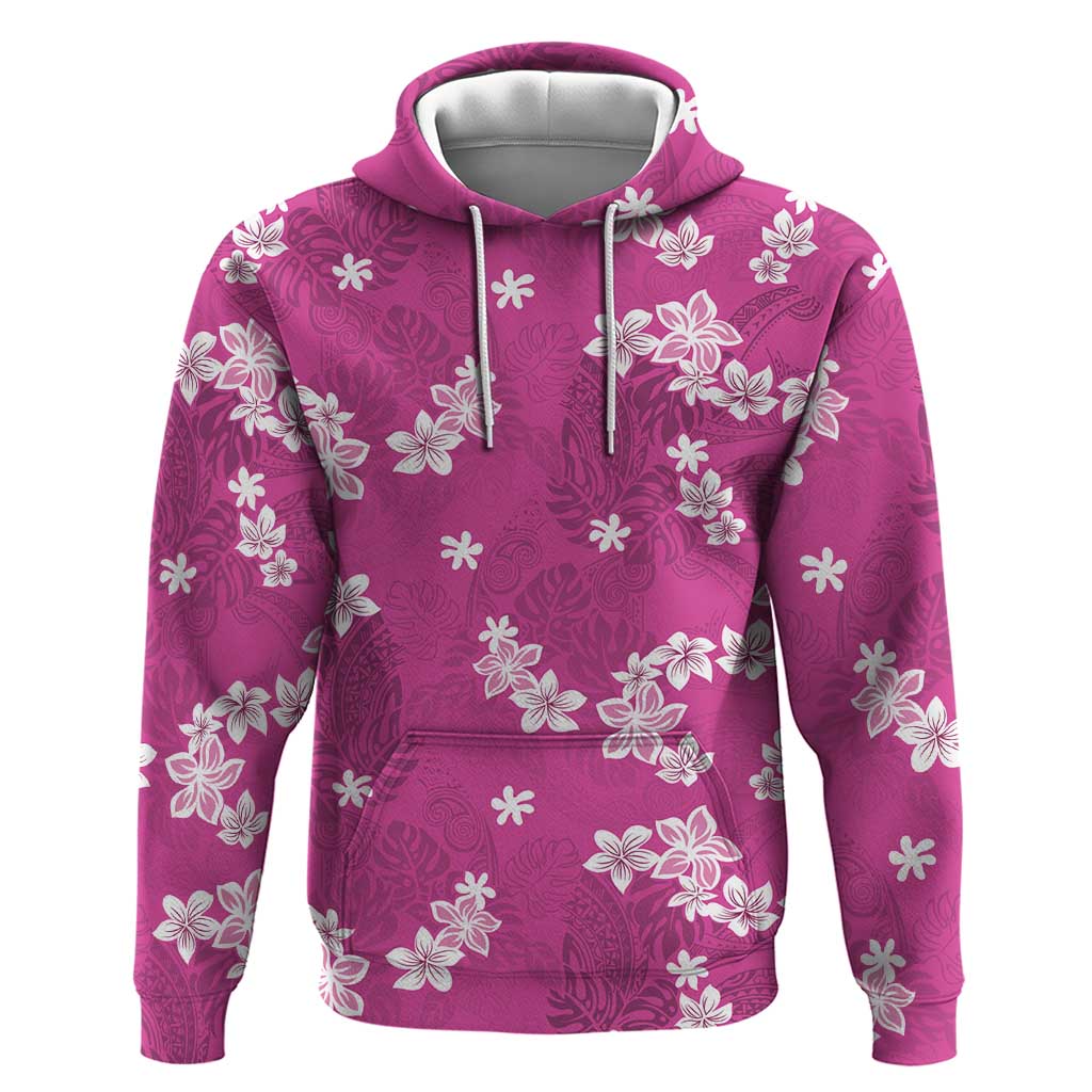 Hawaii Monstera Deliciosa Hoodie Pink Plumeria Polynesian Pattern LT05 Pullover Hoodie Pink - Polynesian Pride