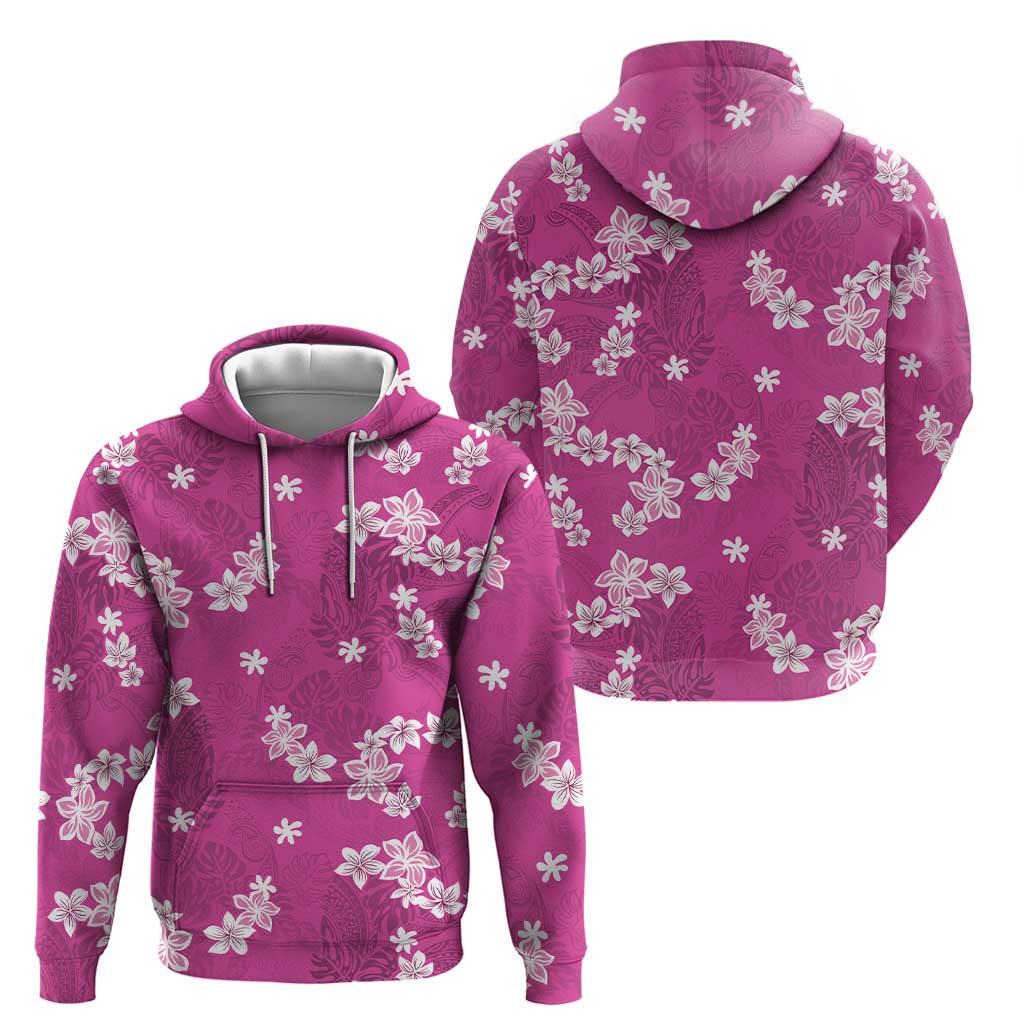Hawaii Monstera Deliciosa Hoodie Pink Plumeria Polynesian Pattern LT05 - Polynesian Pride