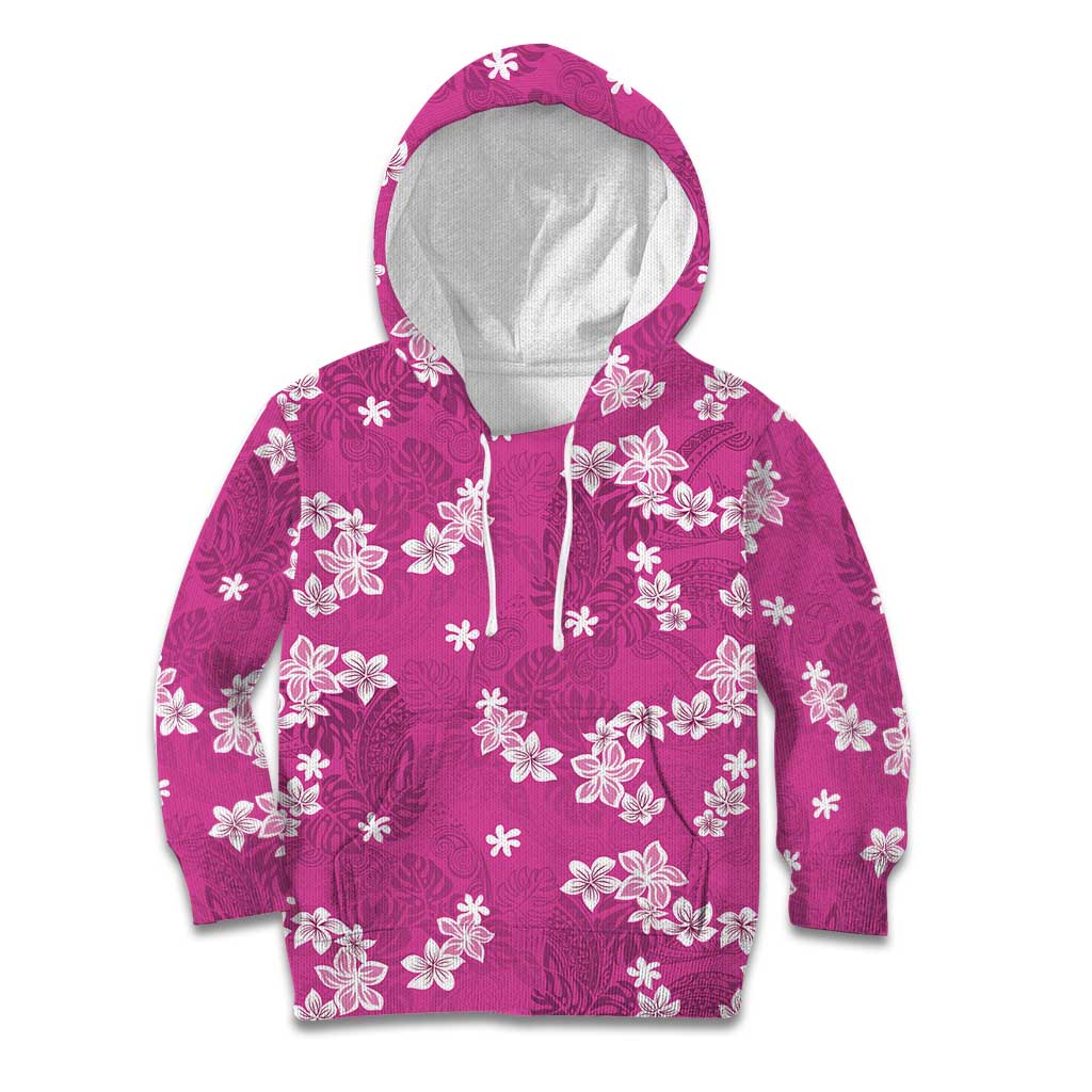 Hawaii Monstera Deliciosa Kid Hoodie Pink Plumeria Polynesian Pattern LT05 Hoodie Pink - Polynesian Pride