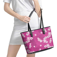 Hawaii Monstera Deliciosa Leather Tote Bag Pink Plumeria Polynesian Pattern LT05 - Polynesian Pride