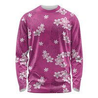 Hawaii Monstera Deliciosa Long Sleeve Shirt Pink Plumeria Polynesian Pattern LT05 Unisex Pink - Polynesian Pride