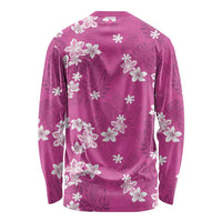Hawaii Monstera Deliciosa Long Sleeve Shirt Pink Plumeria Polynesian Pattern LT05 - Polynesian Pride