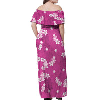 Hawaii Monstera Deliciosa Off Shoulder Maxi Dress Pink Plumeria Polynesian Pattern LT05 - Polynesian Pride