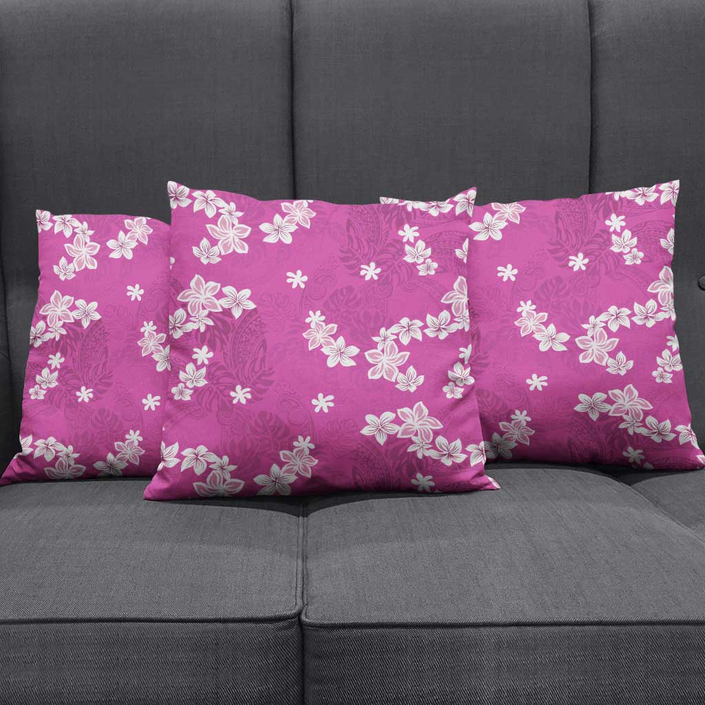 Hawaii Monstera Deliciosa Pillow Cover Pink Plumeria Polynesian Pattern LT05 - Polynesian Pride
