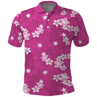 Hawaii Monstera Deliciosa Polo Shirt Pink Plumeria Polynesian Pattern LT05 Pink - Polynesian Pride