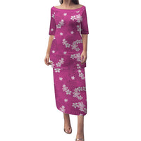 Hawaii Monstera Deliciosa Puletasi Pink Plumeria Polynesian Pattern LT05 Long Dress Pink - Polynesian Pride