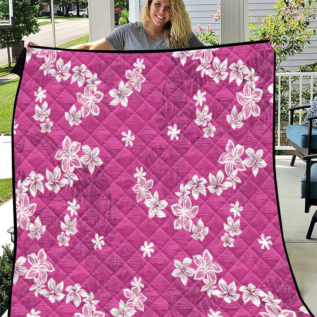 Hawaii Monstera Deliciosa Quilt Pink Plumeria Polynesian Pattern LT05 Pink - Polynesian Pride
