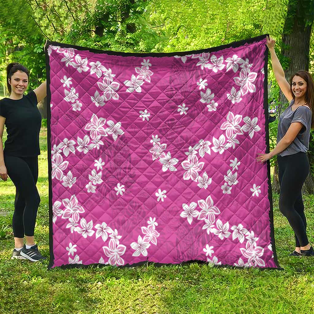 Hawaii Monstera Deliciosa Quilt Pink Plumeria Polynesian Pattern LT05 - Polynesian Pride