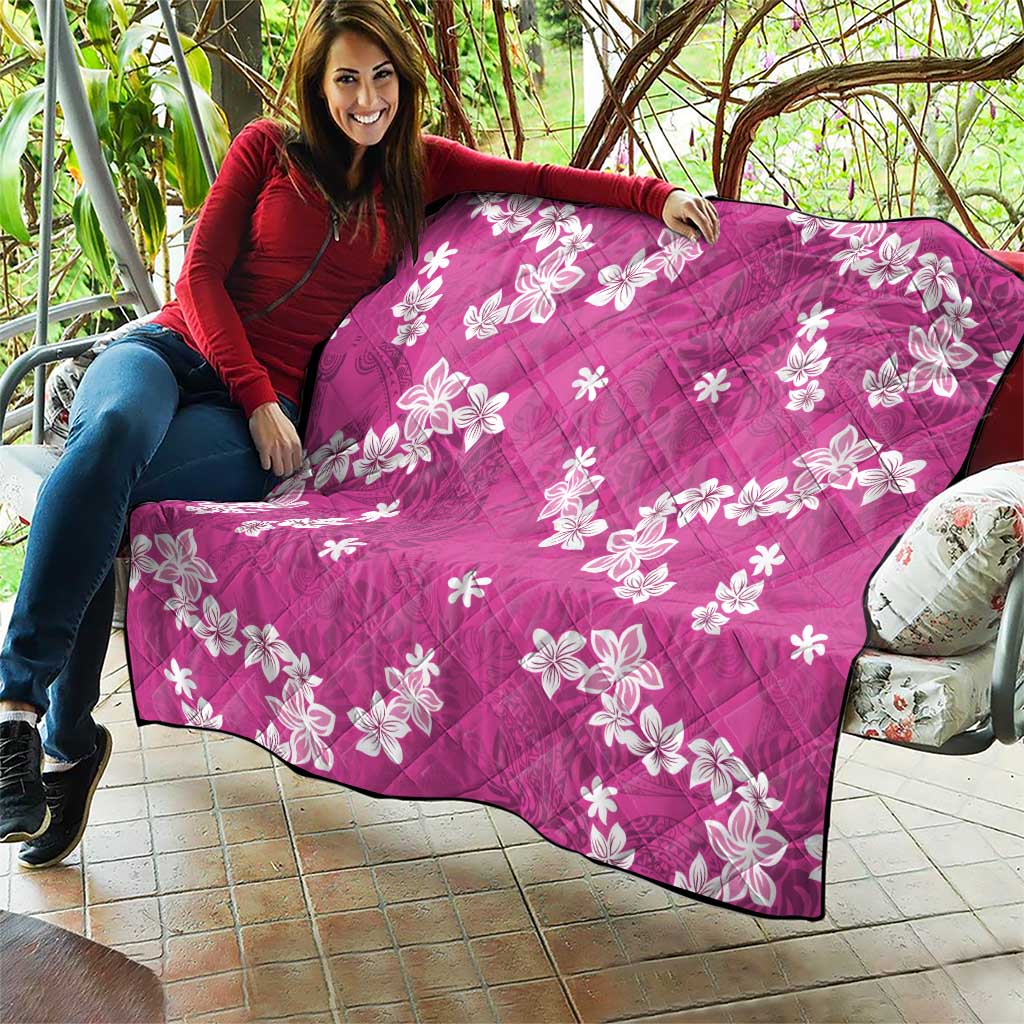 Hawaii Monstera Deliciosa Quilt Pink Plumeria Polynesian Pattern LT05 - Polynesian Pride