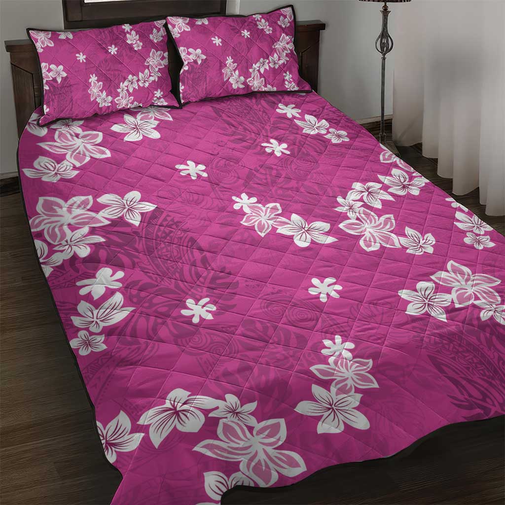 Hawaii Monstera Deliciosa Quilt Bed Set Pink Plumeria Polynesian Pattern LT05 Pink - Polynesian Pride