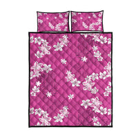 Hawaii Monstera Deliciosa Quilt Bed Set Pink Plumeria Polynesian Pattern LT05 - Polynesian Pride