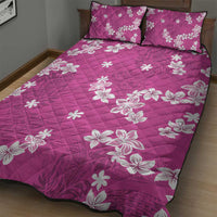 Hawaii Monstera Deliciosa Quilt Bed Set Pink Plumeria Polynesian Pattern LT05 - Polynesian Pride
