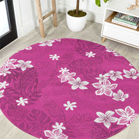 Hawaii Monstera Deliciosa Round Carpet Pink Plumeria Polynesian Pattern LT05 Pink - Polynesian Pride