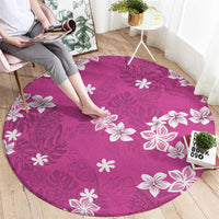 Hawaii Monstera Deliciosa Round Carpet Pink Plumeria Polynesian Pattern LT05 - Polynesian Pride