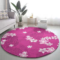 Hawaii Monstera Deliciosa Round Carpet Pink Plumeria Polynesian Pattern LT05 - Polynesian Pride