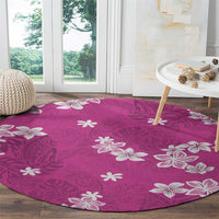 Hawaii Monstera Deliciosa Round Carpet Pink Plumeria Polynesian Pattern LT05 - Polynesian Pride