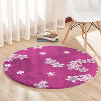 Hawaii Monstera Deliciosa Round Carpet Pink Plumeria Polynesian Pattern LT05 - Polynesian Pride