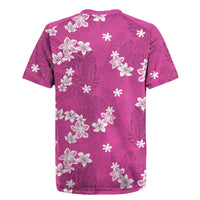 Hawaii Monstera Deliciosa Rugby Jersey Pink Plumeria Polynesian Pattern LT05 - Polynesian Pride