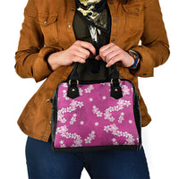 Hawaii Monstera Deliciosa Shoulder Handbag Pink Plumeria Polynesian Pattern LT05 - Polynesian Pride
