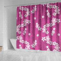 Hawaii Monstera Deliciosa Shower Curtain Pink Plumeria Polynesian Pattern LT05 - Polynesian Pride