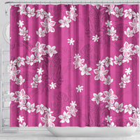 Hawaii Monstera Deliciosa Shower Curtain Pink Plumeria Polynesian Pattern LT05 - Polynesian Pride