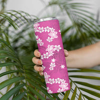 Hawaii Monstera Deliciosa Skinny Tumbler Pink Plumeria Polynesian Pattern LT05 - Polynesian Pride