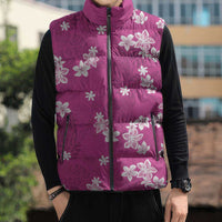Hawaii Monstera Deliciosa Sleeveless Puffer Jacket Pink Plumeria Polynesian Pattern LT05 - Polynesian Pride