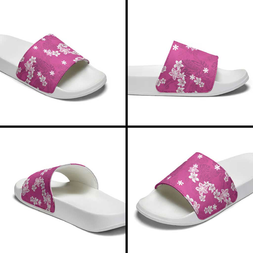Hawaii Monstera Deliciosa Slide Sandals Pink Plumeria Polynesian Pattern LT05 - Polynesian Pride