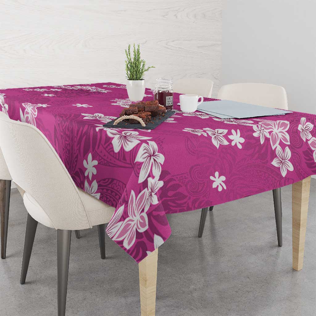 Hawaii Monstera Deliciosa Tablecloth Pink Plumeria Polynesian Pattern LT05 - Polynesian Pride