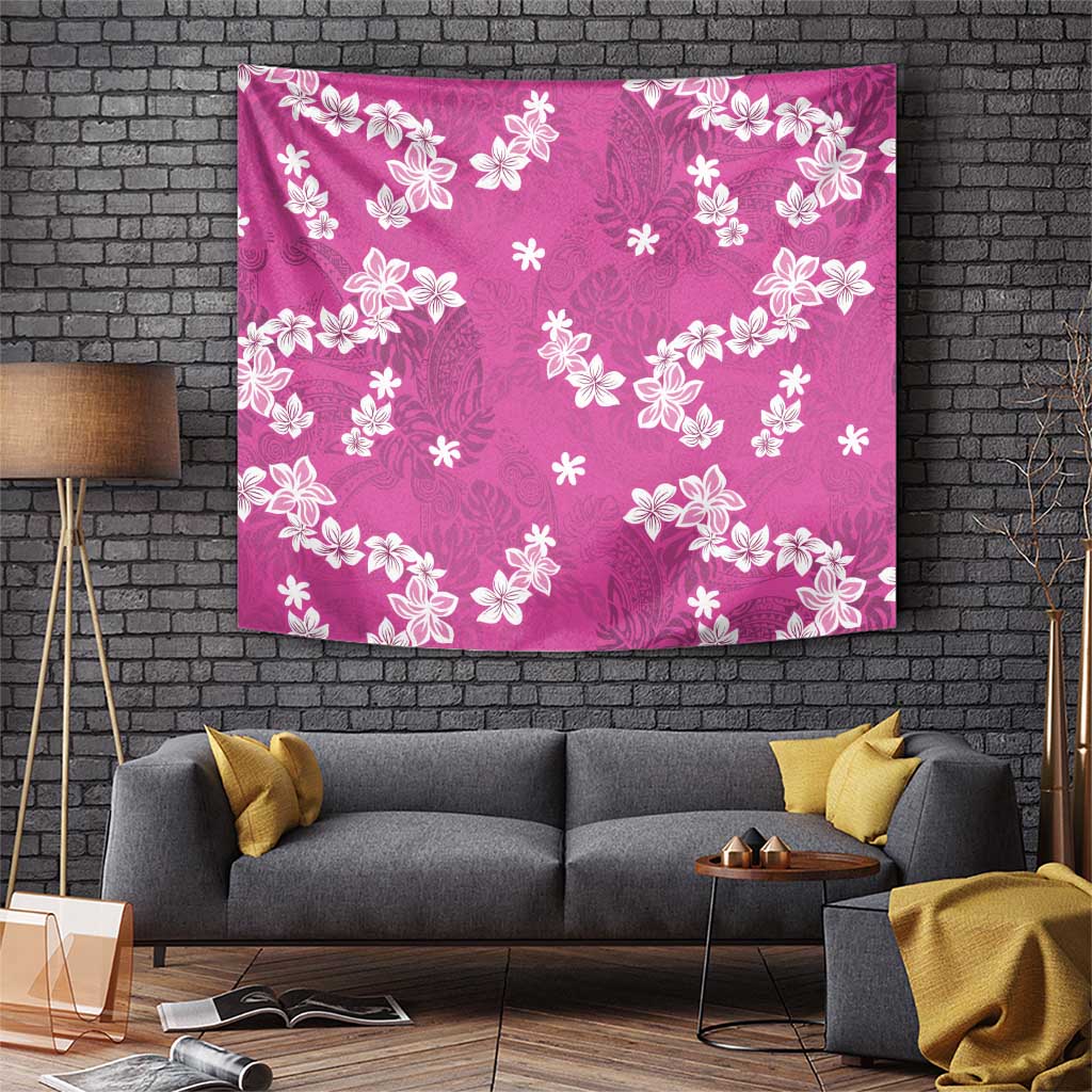 Hawaii Monstera Deliciosa Tapestry Pink Plumeria Polynesian Pattern LT05 Pink - Polynesian Pride