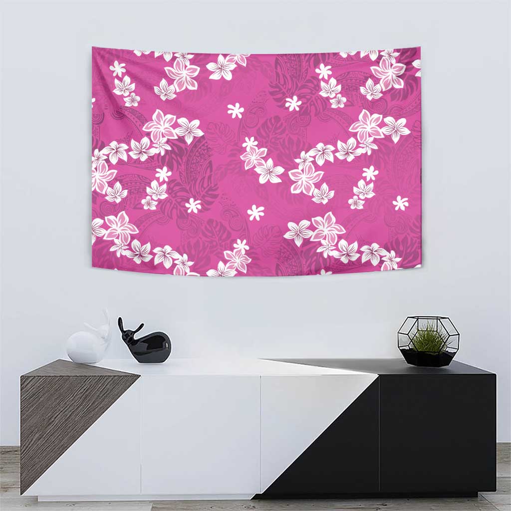Hawaii Monstera Deliciosa Tapestry Pink Plumeria Polynesian Pattern LT05 - Polynesian Pride